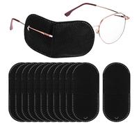 Ciieeo Lot de 12 Cache-Œil pour Lunettes Réutilisables en Tissu Non Tissé Noir Grosse Taille Patch Oculaire Respirant et Confortable pour Chirurgie Oculaire Amblyopie et Soins des Yeux