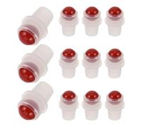 Ciieeo Lot de 12 Embouts Roll-on D'aromathérapie en Pierre de Jade Rouge Polie, Inserts à Bille pour Flacons D'huiles Essentielles Rechargeables, Remplacement Précis et Anti-fuite,