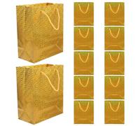 Ciieeo Lot de 12 Paquet Présents en Papier Or Pliables et Économiseurs D'espace avec Poignées, pour Mariage et Emballages de Présents Élégants