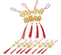 Ciieeo Lot de 12 Pendentifs Suspendus pour Nouvel an Chinois - Décoration Intérieure Petits Chevaux en Bois avec Caractères Chinois - Ornements Suspendus pour Bonsaï et Fête du Printemps