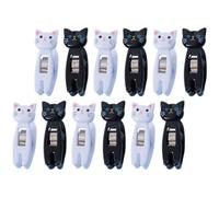 Ciieeo Lot de 12 Pinces Mémo en Plastique Multifonctionnelles, Clips de Chat Mignons, 6 Noirs 6 Blancs, Petits Accessoires Bureau pour Notes, Photos et Vêtements, Usage Quotidien