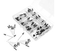 Ciieeo Lot de 120 Set de Set de Rivets Aveugles en Aluminium Noir à Tête Plate Ouverte Assortiment M2.4 M3 M3.2 M4 Rivets Pop à Bride Longue Prise pour Usage Intérieur et Extérieur