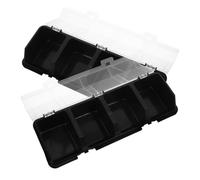 Ciieeo Lot de 2 Bacs de Rangement Compartimentés Noirs avec Couvercles Transparents, Boîte en Plastique Résistant, pour Vis, Écrous et Petites Pièces, Organise Atelier, Garage