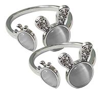 Ciieeo Lot de 2 Bagues Ajustables pour Femmes Motifs Lapin et Carotte en Pierre de Lune, Anneaux D’animaux Légers et Ouverts, Bijoux Mode pour Filles, Usage Quotidien et Présent