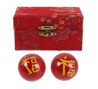 Ciieeo Lot de 2 Balles de Massage en Émail Rouge Portables pour Thérapie des Mains à Domicile Voyage, Accessoires Anti-stress et Exercices de Renforcement