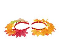 Ciieeo Lot de 2 Bandeaux Élastiques Décoratifs Thanksgiving Feuilles D’érable Rouge Orangé, Accessoires Photo et Fête Automne, Coiffes Légères et Confortables pour Femmes