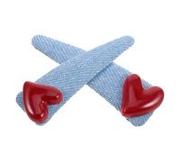Ciieeo Lot de 2 Barrettes à Cheveux en Tissu Denim Bleu, Agrafes Décoratives de Cœur, Pinces à Cheveux Saint-valentin, Accessoires pour Filles et Femmes au Quotidien Soirée