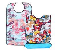 Ciieeo Lot de 2 Bavoirs pour Adultes en Polyester Lavables Design Imprimé, Grands Bavoirs Pliables pour Manger, Protège-vêtements pour Personnes Âgées Quotidien
