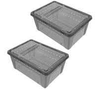 Ciieeo Lot de 2 Boîtes D’Élevage Transparentes en Plastique Petites Boîtes à Nourriture pour Araignées et Reptiles Résistantes à L’Usure Adaptées à L’Alimentation des Escargots et