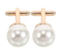 Ciieeo Lot de 2 Boutons de Manchette en Perles Dorées Attaches de Poignet pour Chemise Française Accessoires Élégants pour Smoking Cérémonie Costume Professionnel et Tenue Habillée