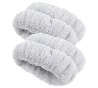 Ciieeo Lot de 2 Bracelets Absorbants en Flanelle Grise Lavage du Visage Spa, Bracelets Souples et Extensibles pour Poignet, pour Soins Peau et Exercice Physique