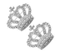Ciieeo Lot de 2 Broches Couronne en Alliage 4x3 Cm Strass Scintillants, Épingles Décoratives Élégantes pour Femmes, Accessoire Mode pour Mariage, Cérémonie et Fête