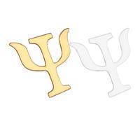 Ciieeo Lot de 2 Broches en Alliage Doré et Argenté Symbole Psi de Psychologie Épingles de Revers Vintage pour Vestes Paquet et Chapeaux Accessoires Unisexes Présent Original pour