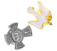 Ciieeo Lot de 2 Broches Religieuses en Alliage pour Femmes, Broches Croix et Oiseau Blanc, Épingles à Revers Décoratives pour Vêtements, Bijoux Esthétiques et Accessoires de Costume