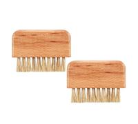 Ciieeo Lot de 2 Brosses à Ongles en Bois Naturel Poils Doux de Sanglier Jaune Brosse de Nettoyage pour Ongles et Clavier Accessoire Manucure Multifonctionnel pour Soins des Mains