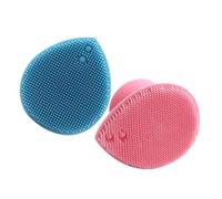 Ciieeo Lot de 2 Brosses Nettoyantes Visage et Cuir Chevelu en Silicone Souple, Forme Cœur, Ventouse, Couleurs Rose Transparent et Bleu, pour Massage du Cuir Chevelu et Exfoliation Douce,