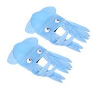 Ciieeo Lot de 2 Chapeaux Pieuvre Bleus Extravagants pour Adultes et Garçon et Filles, Couvre-chefs Fantaisie en Matière Douce, Accessoires de Fête Halloween et Anniversaire, Chapeaux