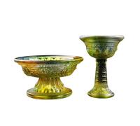 Ciieeo Lot de 2 Coupes Bouddhistes en Verre Plateau à Pieds Multi-usages, Faciles à Transporter et Stables, Offrandes les Fournitures de Bouddhisme