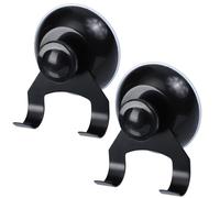 Ciieeo Lot de 2 Crochets à Ventouse en Acier Inoxydable 201 Fixation sans Perçage Noir Support Jusqu’À 5 Kg pour Salle de Bain Cuisine Crochet Mural Suspendu Solide et Antirouille
