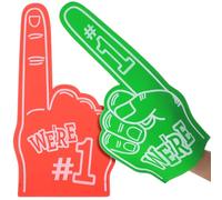 Ciieeo Lot de 2 Doigts Géants en Mousse Eva Rouges et Verts, Accessoires de Cheerleading pour Encouragement Sportif, Mains Géantes Légères pour Événements Sportifs et Fêtes à Thème