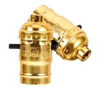 Ciieeo Lot de 2 Douilles D’éclairage E26 en Aluminium Doré Interrupteur à Poussoir, Connexion par Bornes à Vis, Compatible Ampoules Led, Accessoires pour Lampe Sécurisés et Polyvalents