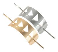 Ciieeo Lot de 2 Épingles à Cheveux pour Chignon, Métal Brossé, Formes Rectangulaire et Triangulaire Ajourée, Couleur Or et Argenté, Accessoires Coiffure Minimalistes pour Femme, Maintien