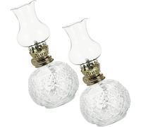Ciieeo Lot de 2 Lampes à Pétrole Rétro en Verre Transparent Décoratives pour Intérieur et Mariage Lampe à Huile Vintage Abat-Jour en Verre Style Ancien pour Décoration Bouddhiste et