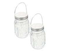 Ciieeo Lot de 2 Lampes LED en Bocal en Verre pour Décoration Extérieure, Lumière Suspendue Chaud Blanc et Multicolore, sans Pile, Éclairage Décoratif de Jardin, Lampe Ambiante Patio