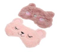 Ciieeo Lot de 2 Masques de Sommeil en Peluche Doux Bande Élastique Patchs de Protection Yeux Occultant Complet Motifs Animaux Cartoon Adaptés pour Sieste et Voyage