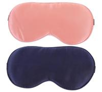 Ciieeo Lot de 2 Masques de Sommeil en Soie 16 Momme Double Face Ajustables Couleurs Bleu Marine et Rouge Brique Masque de Sommeil pour Adultes Cache-œil Confortable