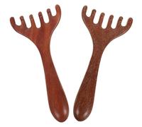 Ciieeo Lot de 2 Masseurs de Cuir Chevelu en Bois Peignes Gua Sha Mini Portables Outils de Massage Manuel pour Cuir Chevelu et Points D’Acupuncture Oculaires Détente et Stimulation