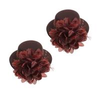 Ciieeo Lot de 2 Mini Pinces à Cheveux Chapeaux Haut-de-forme en Tissu Dentelle et Tulle, Accessoire Léger et Polyvalent pour Goûter et Coiffures Élégantes