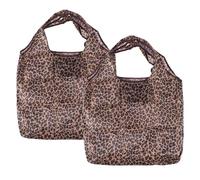 Ciieeo Lot de 2 Paquet de Courses Pliables en Tissu Imprimé Léopard Réutilisables et Légers Poignées Robustes pour Shopping et Rangement Écologique au Quotidien