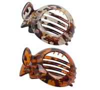 Ciieeo Lot de 2 Pinces à Cheveux Rondes Ajourées, Coloris Marron Foncé et Marron Clair à Pois, Accessoires Coiffure Délicats pour Femmes, Résistantes, pour Usage Quotidien et Coiffures
