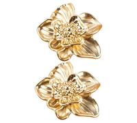 Ciieeo Lot de 2 Poignées de Meuble en Alliage de Zinc Poignée Ronde Trou Finition Cuivre Brossé Motif Floral Moderne pour Tiroirs et Portes de Placard Décoration Intérieure Salon