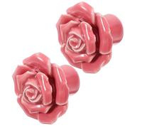 Ciieeo Lot de 2 Poignées de Tiroir en Céramique Forme Rose Couleur Rose Pastel Boutons de Porte Décoratifs pour Armoire Commode Cuisine Accessoires de Quincaillerie Pratiques et