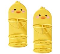 Ciieeo Lot de 2 Porte-houppettes de Dessin Animé Jaune, Support Mural sans Perçage pour Éponges à Maquillage, Étagère Multi-Couches pour Salle de Bain, Séchoir Pratique et Décoratif