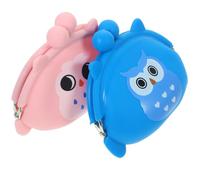 Ciieeo Lot de 2 Porte-Monnaie pour Pièces de Monnaie en Silicone, Mini Format, Motif Chouette Cartoon, Couleurs Rose et Bleu Marine, Compact et Léger, pour Femme et Fille, Présent