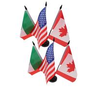 Ciieeo Lot de 2 Set de Petits Drapeaux de Table États-unis, Canada et Mexique avec Hampe en Plastique Noir, Drapeaux Miniatures Résistants aux Couleurs Vives, Décoration de