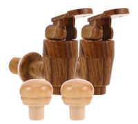 Ciieeo Lot de 2 sets de Bouchons Étanches en Bois de Chêne 2 Robinets Imitation Bois pour Fûts à Vin et Bière Accessoires de Remplacement Universels pour Seau à Vin Robinet à Boissons