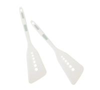 Ciieeo Lot de 2 Spatules Multifonctions en Silicone Antiadhésif, Petites Spatules à Frire Résistantes Haute Température, pour Poisson et Wok, Couleur Blanche Points Verts, Ustensiles