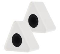Ciieeo Lot de 2 Stations de Drapeaux de Micro Triangulaires Blanches en Abs, Support Antichoc Portable et Léger, Compatible Plupart des Microphones Professionnels pour Interviews