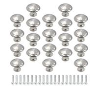 Ciieeo Lot de 20 Boutons Ronds pour Tiroir en Acier Inoxydable Brossé Poignées de Commode Argentées Grand Modèle 30 MM Accessoires pour Armoires Placards et Meubles Modernes