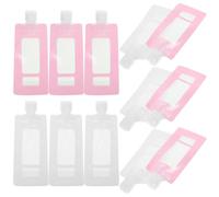 Ciieeo Lot de 20 Sachets Souples de Voyage 90ml Sachets de Lotion et Shampoing à Fond Plat Pochette de Voyage Étanche Recharge pour Cosmétiques Couleurs Rose et Blanc Kit Hygiène