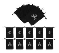 Ciieeo Lot de 25 Paquet à Cordon Pirates Tête de Mort 155X115 CM en Tissu Haute Densité Noir Pochettes à Friandises et Trésors pour Fête d'Halloween Rangement Bijoux et Bonbons