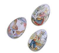 Ciieeo Lot de 3 Boîtes à Bonbons en Fer-blanc, Petites Boîtes Œuf de Pâques 6,5x4,5x5 Cm, Contenants Réutilisables pour Bonbons et Rangement, Coffrets Décoratifs Festifs Style Aléatoire