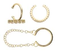 Ciieeo Lot de 3 Boucles D’Oreilles à Clip Dorées 14K Manchettes D’Oreilles Géométriques Ornées de Cristaux Scintillants sans Perçage Accessoires Légers Fêtes et Usage Quotidien
