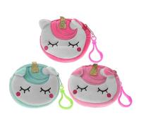 Ciieeo Lot de 3 Bracelets à Pression Licorne en Coton PP et Peluche Porte-Monnaie Garçon et Filles et Adulte Pochette de Rangement Pratique pour Pièces Présent D’Invité pour Fêtes à