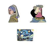 Ciieeo Lot de 3 Broches pour Vêtements Inspirées de Peinture à L’Huile Épingles à Ornement Élégantes en Émail Accessoires de Mode Légers pour Paquet Chapeaux et Foulards Présent pour