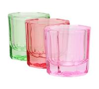 Ciieeo Lot de 3 Godets en Verre Transparent pour Nail Art, Petits Bols Octogonaux Multifonctions pour Mélanger Monomères Liquides et Poudres, Accessoires Indispensables pour Salon